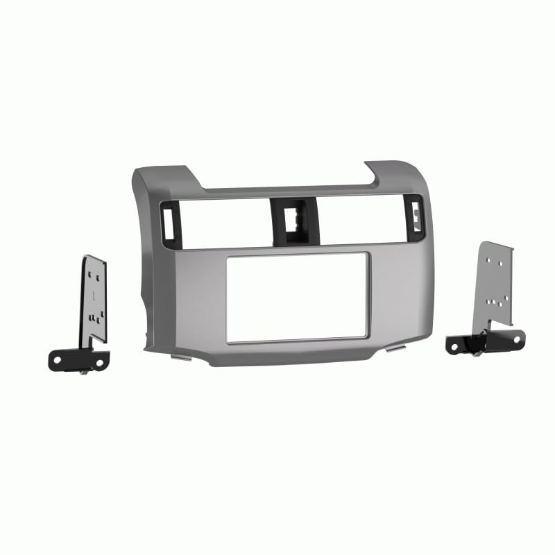 Single and Double DIN Car Stereo Radio Install Kit (Silver) Package Compatible with Toyota 4RUNNER 2010 2011 2012 & 2013 with Factory Amplifier and Steering Wheel Controls (SWC)