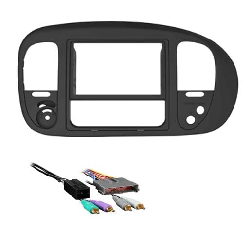 Double DIN Car Stereo Radio Install Kit (Black) Package Compatible with Ford F150 1997 & 1998 with Factory Amplifier
