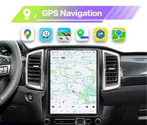 12.1 Inch Vertical Touch Screen Car Radio, 2+32GB GPS Navigation Multimedia Player Replacement for Ford Everest Ranger 2015-2021 (Auto AC Models) Upgrade Tesla Style Head Unit