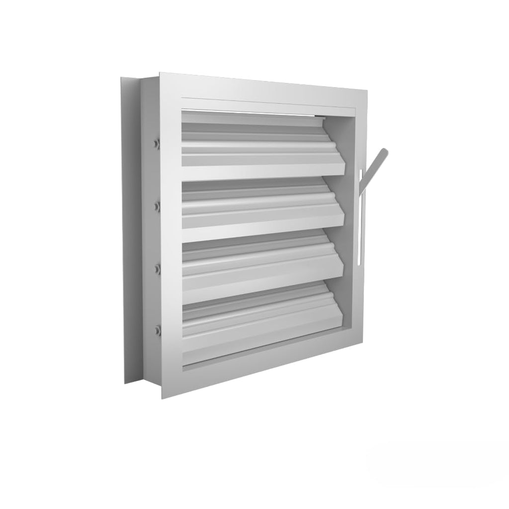 Louver with Deflective Adjustable Blades LA4A, Adjustable, 4" Deep U-Frame Vent with 3" Blade Spacing, HVAC Ventilation Louver, (White - Aluminum, 12" X 12") (Made to Order 2–4 Weeks)
