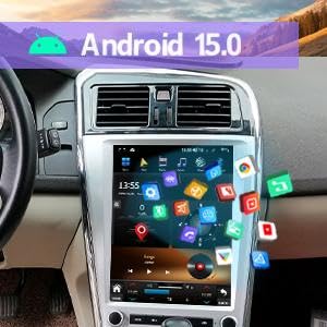 12.1 Inch Tesla Style Vertical Touch Screen Car Stereo, Android 15.0 Radio with GPS Navigation & CarPlay, Multimedia Player Head Unit Compatible with Volvo XC60 2009-2017 (4+64GB)