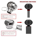 Home Use 304 Stainless Steel Wind Turbine Generator Kit Horizontal&Vertical, Off-Grid Battery Charging w/Controller, 3-in-1 Chimney Cap&Roof Ventilator