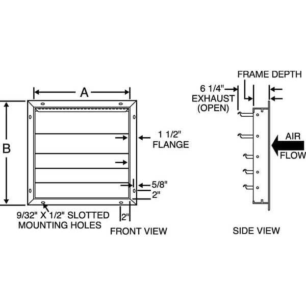 Dayton 36" Backdraft Damper / Wall Shutter, 36-1/2" x 36-1/2" Opening Required - 3C310