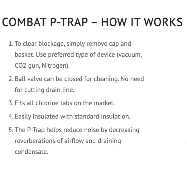 (Pack of 5) Combat P-Trap | Easy-Cleaning HVAC P-Trap with Tab Dispenser | No Venting Needed | Replaces Traditional HVAC P-Traps & Insulation | Compatible with Most Furnace & AC Systems