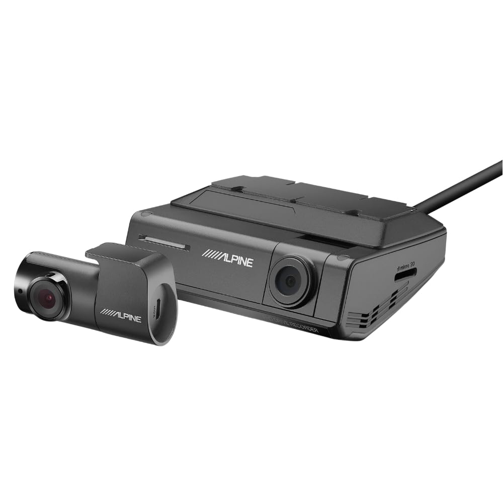 Alpine DVR-C320R Premium 1080P Night Vision Dash Camera Bundle (Front + Rear) with Built-in Drive Assist