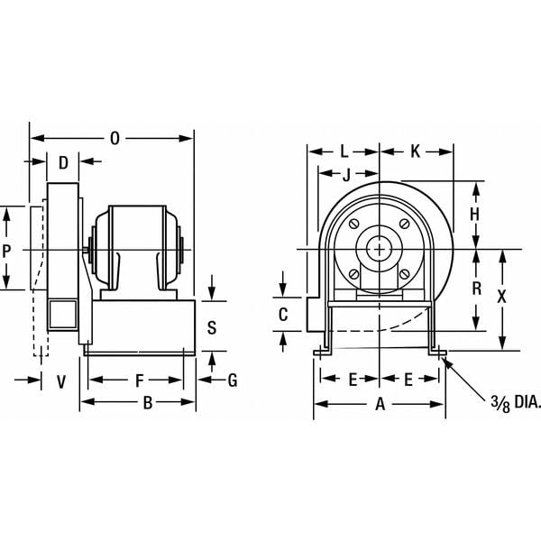 Dayton 4C108 Blower, 10-9/16 in, Degrees_Fahrenheit, to Volts, Amps, (