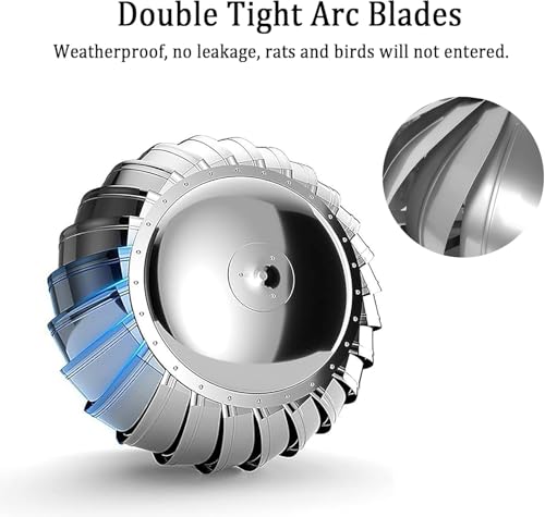 Wind Turbine Horizontal Generator Kits Charge Batteries Vertical Axis Controller Generation，Stainless Steel Turbine Ventilator 600mm Roof Ventilating Fan Silent Wind Turbine for Attic Air
