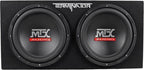 Audiosavings Bundle: Terminator TNP212D2 1200 Watt 2 Ohm Dual 12 Subwoofers/Sub Box/Amp Package Bundle with Free Dual 4" 30w Bluetooth Boombox Speaker w/USB, SD, LED+Remote (2 Items)