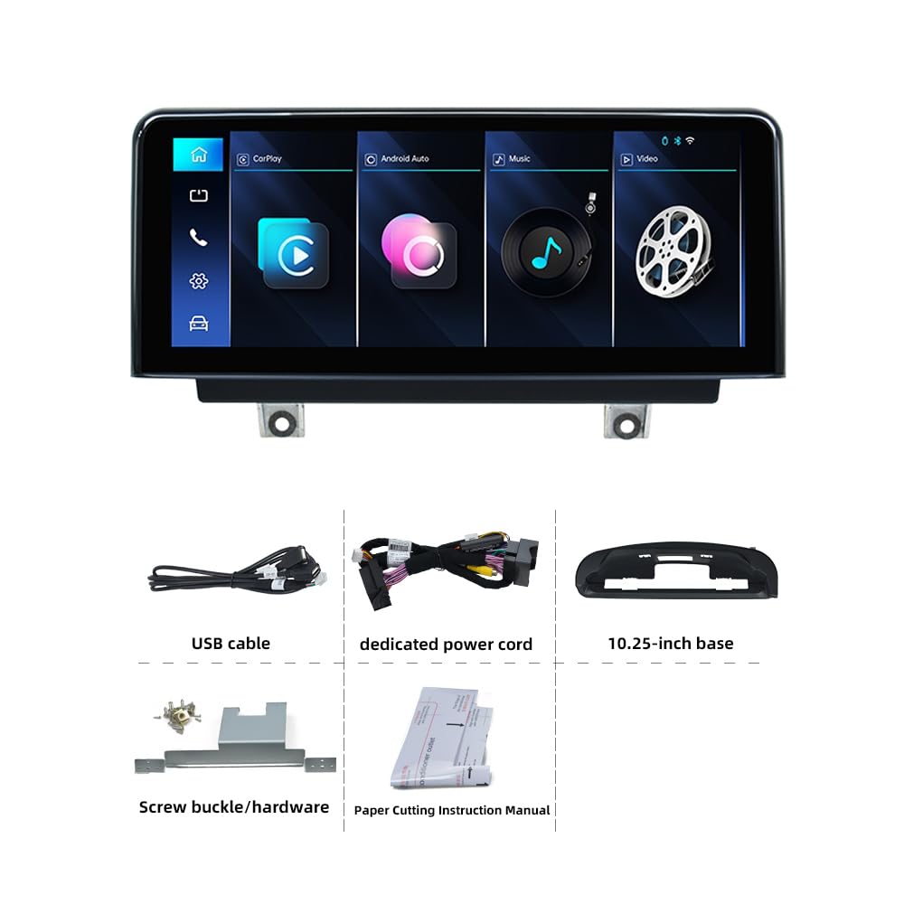 10.25-inch Car Stereo Radio for BMW 3 Series E90/E91/E92/E93 2007-2011 Fits Base Trim, Linux Touchscreen Head Unit with Wireless CarPlay Android Auto, GPS Navigation, Wi-Fi, FM, Camera Not Included