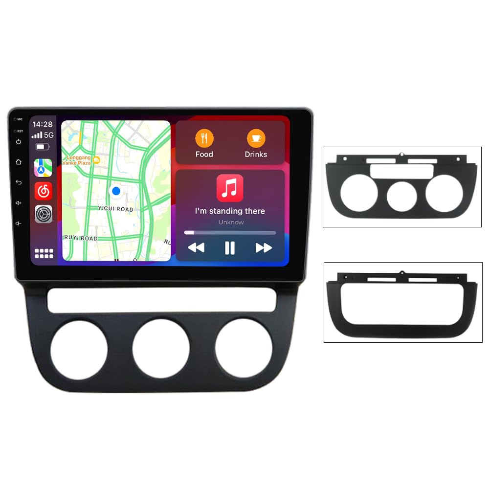 Radio for Volkswagen Jetta 5 2005-2010 2GB RAM 64GB ROM, Biorunn 10.1 Inch Touchscreen Stereo Head Unit Wireless Car-Play Android Auto Blue-Tooth GPS Navi WiFi FM SWC RDS Blue-Tooth WiFi
