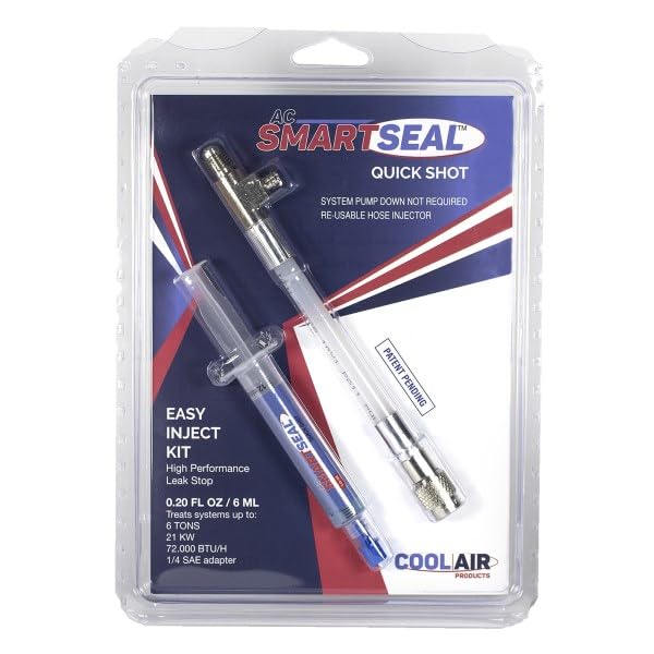 Pack of (5) SmartSeal Quick Shot AC Leak Sealer & Cool Enhancer for HVAC/R Systems (up to 6 ton), Reusable Injector Hose Included