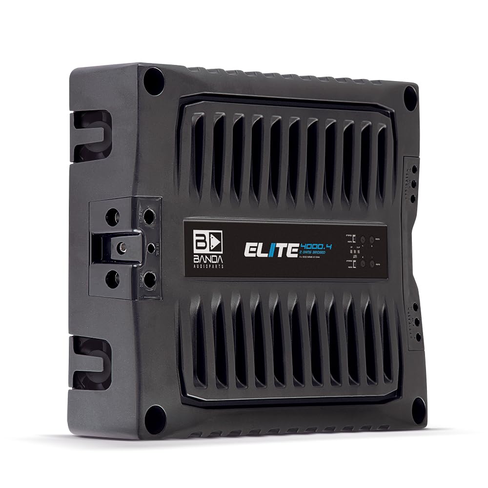 Banda Audioparts Elite 1200.4 1-Ohm Stable 4-Channel Car Amplifier - 1200W RMS @ 12.6V Class D Full Range Amp, Compact High-Efficiency 4CH Amplifier for Speakers & Subwoofers and Drivers and TWEETERS