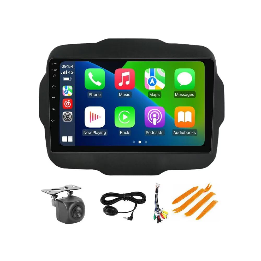 Car Radio Stereo for Jeep Renegade 2014 2015 2016 2017 2018 Dash Kit Car GPS Navigation, 1+32GB 9" IPS Touch Screen Head Unit with Car-Play & Android Auto/SWC/Rear View