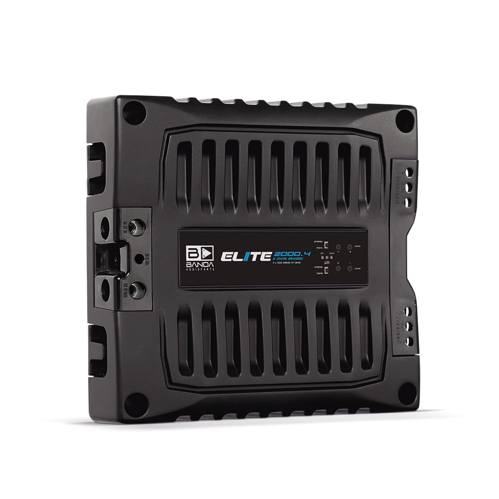 Banda Audioparts Elite 1200.4 1-Ohm Stable 4-Channel Car Amplifier - 1200W RMS @ 12.6V Class D Full Range Amp, Compact High-Efficiency 4CH Amplifier for Speakers & Subwoofers and Drivers and TWEETERS