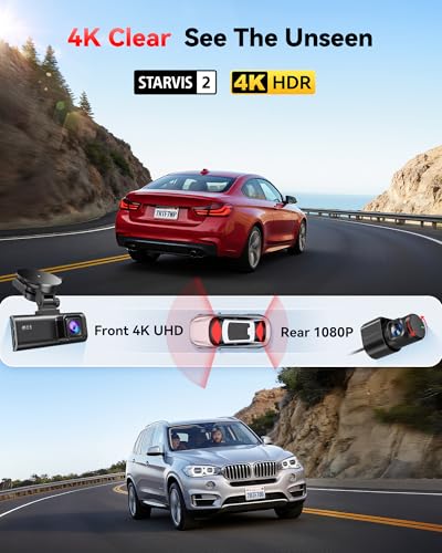REDTIGER F7NP Dash Cam & Acc Hardwire Kit, 4K Starvis 2 Dash Camera for Cars with Built-in GPS WiFi and Included Memory Card