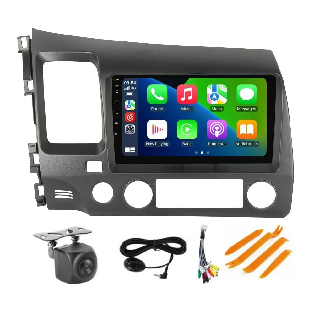 Radio for Honda Civic 2006 2007 2008 2009 2010 2011 Stereo Upgrade Dash Kit Car GPS Navigation,2+32GB 9" IPS Touch Screen Head Unit with Car-Play & Android Auto/SWC/Rear View