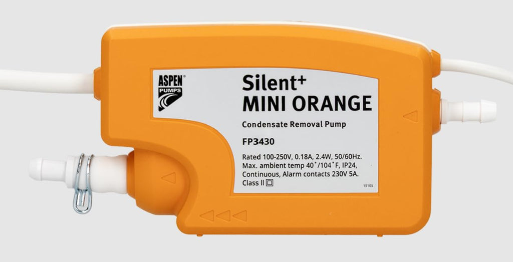Aspen Silent+ Mini Orange Gen 5 Condensate Pump – Ultra Quiet 16dB(A), Variable Speed, Universal Mini-Split HVAC Pump, Ceiling & Floor Install - FP3430/MG