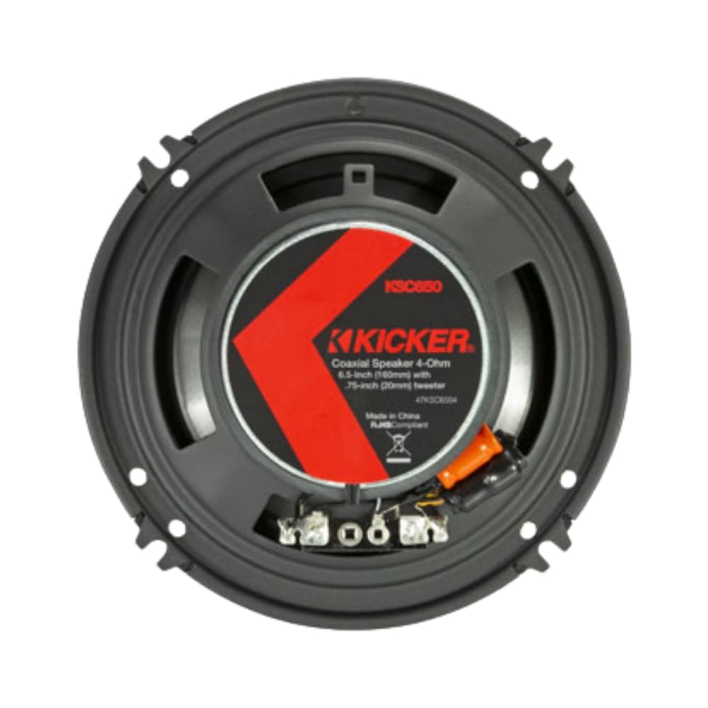 KICKER KS-Series 51KSS6504 6.5" Component Speakers and 51KSC6504 6.5" Coaxial Speakers - High Power Handling, Polypropylene Woofer, Tough Rubber Surrounds
