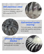 Home Use 304 Stainless Steel Wind Turbine Generator Kit Horizontal&Vertical, Off-Grid Battery Charging w/Controller, 3-in-1 Chimney Cap&Roof Ventilator