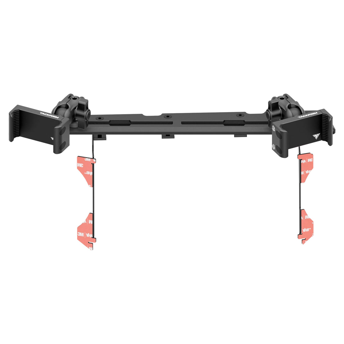 Tackform TRAXX Slim Track Dash Mount - Dual Phone Holders - Compatible with 2016-2023 Toyota Tacoma | All Metal - CNC Billet Aluminum | Full Width Bracket + Bezel Stiffeners | Red