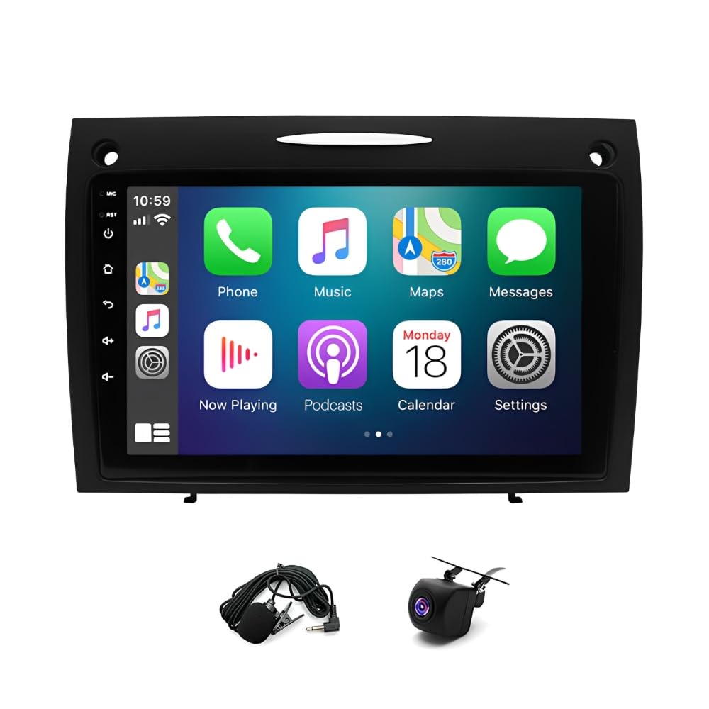9 Inches Android 13.0 Stereo Radio Fit for SLK280 SLK350 SLK55 2004-2010 HD Touch Double Din Radio Stereo Car with Wireless with carplay/Android Auto | HD Backup Camera | WiFi | BT | FM | Mirror Link