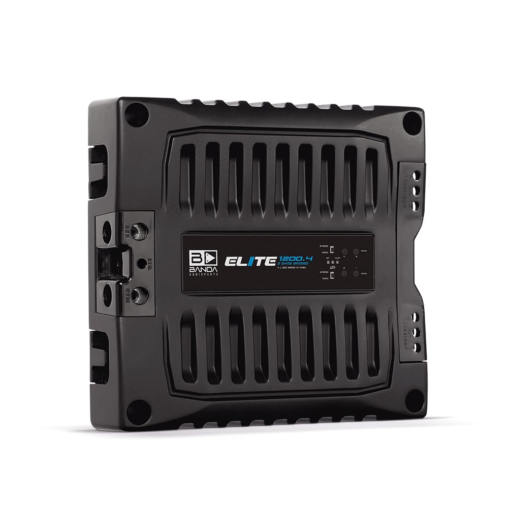Banda Audioparts Elite 1200.4 1-Ohm Stable 4-Channel Car Amplifier - 1200W RMS @ 12.6V Class D Full Range Amp, Compact High-Efficiency 4CH Amplifier for Speakers & Subwoofers and Drivers and TWEETERS