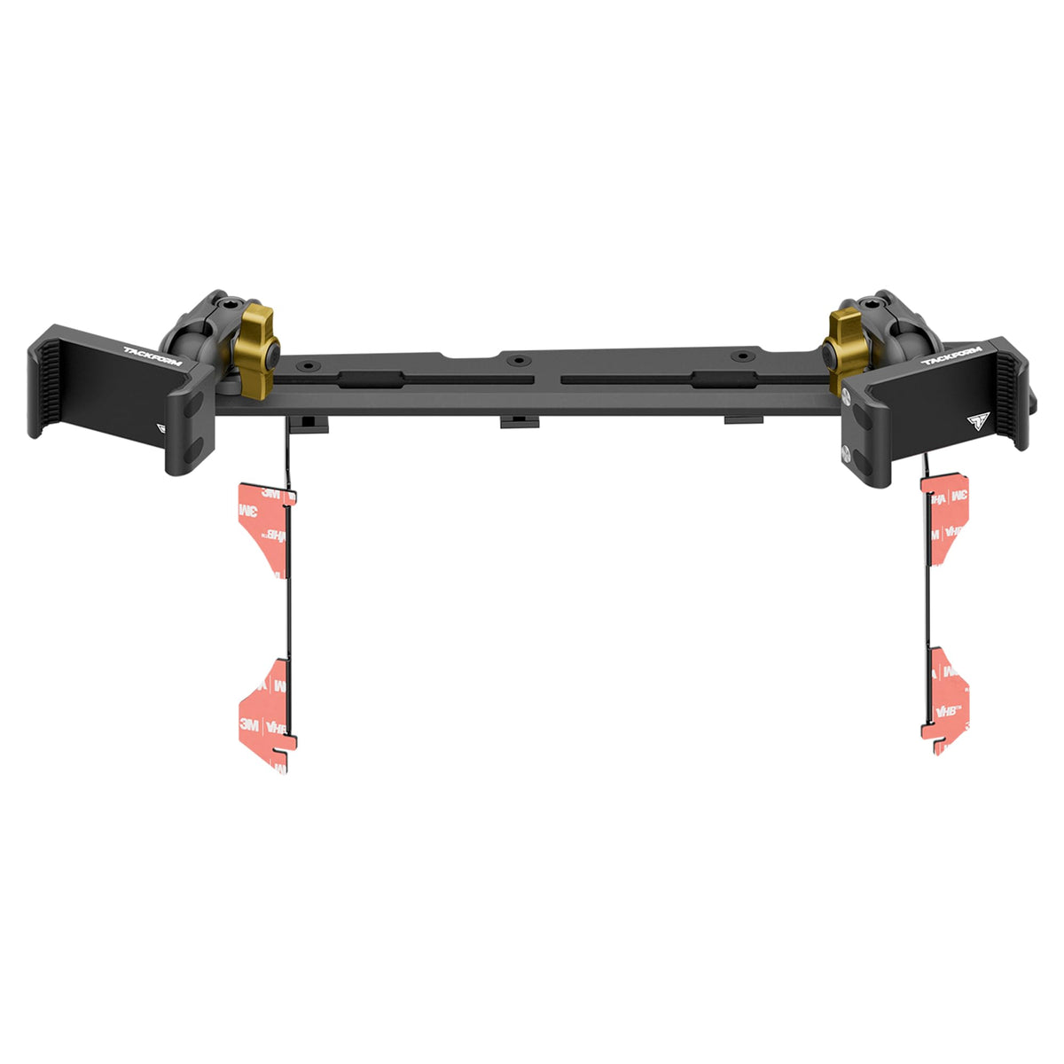 Tackform TRAXX Slim Track Dash Mount - Dual Phone Holders - Compatible with 2016-2023 Toyota Tacoma | All Metal - CNC Billet Aluminum | Full Width Bracket + Bezel Stiffeners | Red