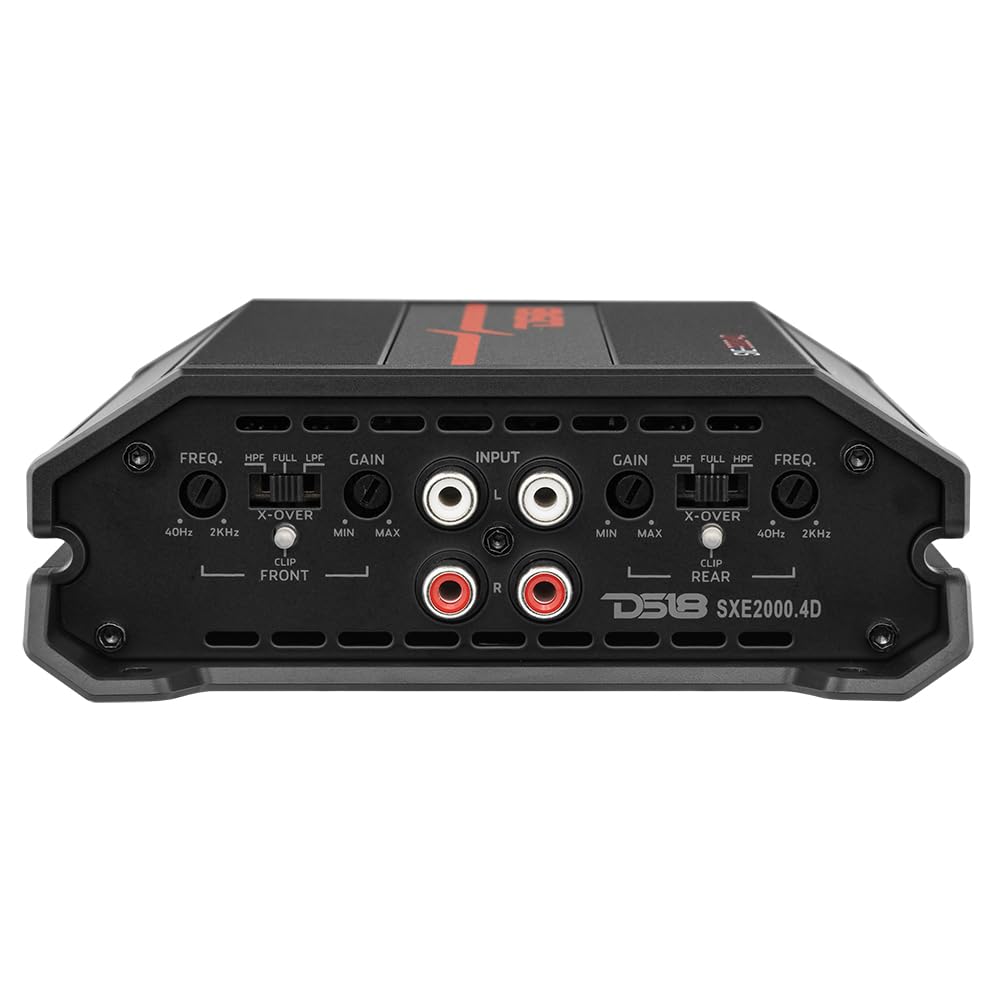 DS18 SXE-2000.4D/BK 4-Channel Car Amplifier Class D Full Range 4X 150 Watts RMS @ 4-ohm Compact Amp- Bridgeable Amp 4 Channels 2000 Watts Max Power (Renewed)