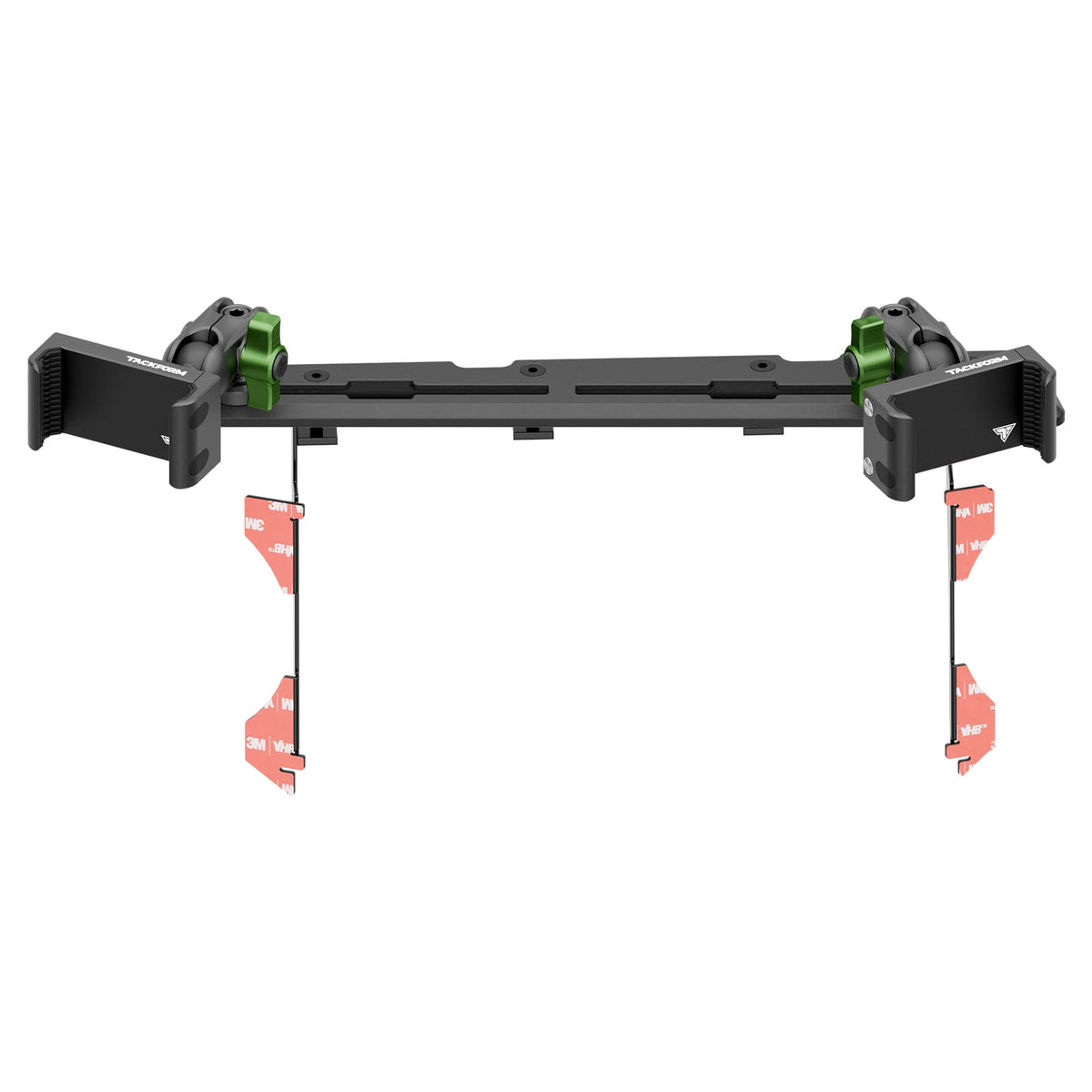 Tackform TRAXX Slim Track Dash Mount - Dual Phone Holders - Compatible with 2016-2023 Toyota Tacoma | All Metal - CNC Billet Aluminum | Full Width Bracket + Bezel Stiffeners | Red