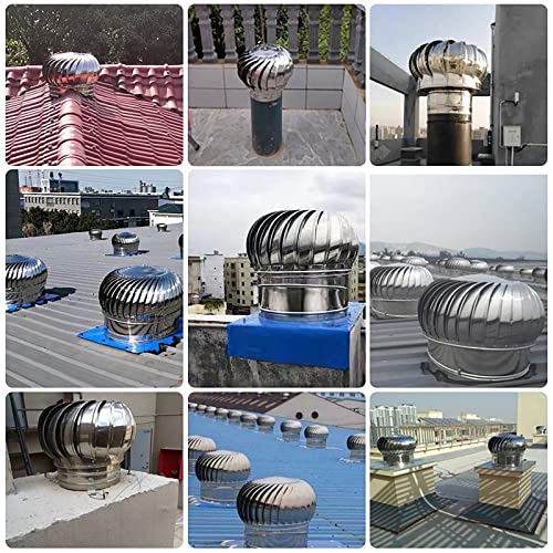 Wind Turbine Generator, Home Use Horizontal/Vertical Kits with Blades & Battery Charge Controller, 304 Stainless Steel Rotating Chimney Cowl Cap, Roof Vent