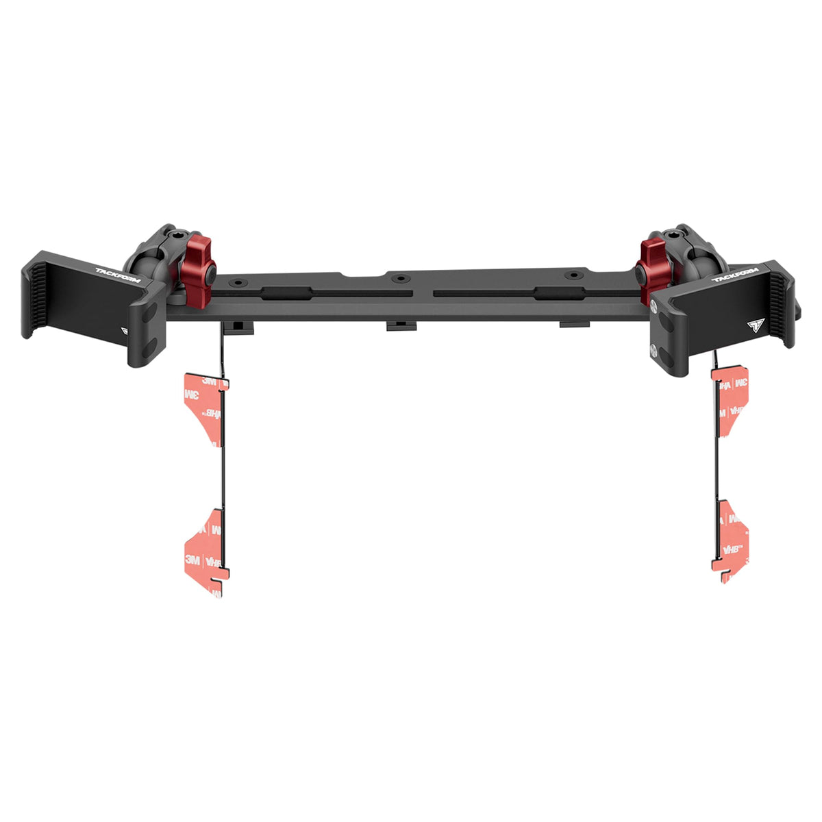Tackform TRAXX Slim Track Dash Mount - Dual Phone Holders - Compatible with 2016-2023 Toyota Tacoma | All Metal - CNC Billet Aluminum | Full Width Bracket + Bezel Stiffeners | Red