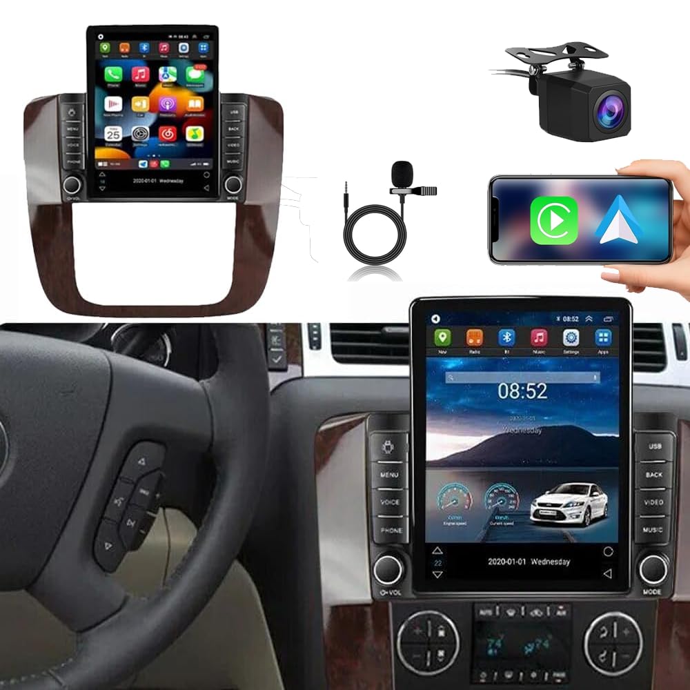 9.7 Inch Android 13 Car Stereo Radio for Chevrolet GMC 2007 2008 2009 2010 2011 2012 2013 2014 with Wireless Carplay/Android Auto Double Din GPS Navigation BT WiFi Camera【2+32G】
