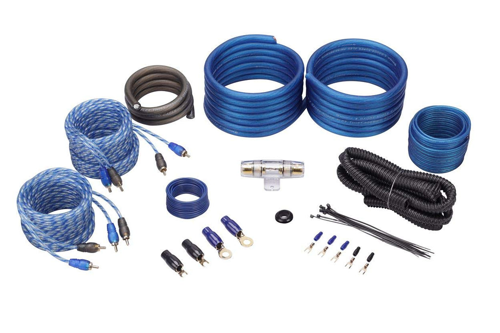 Rockville RXA-F2 4-Channel Car Amplifier Bundle with 4 AWG Wiring Kit