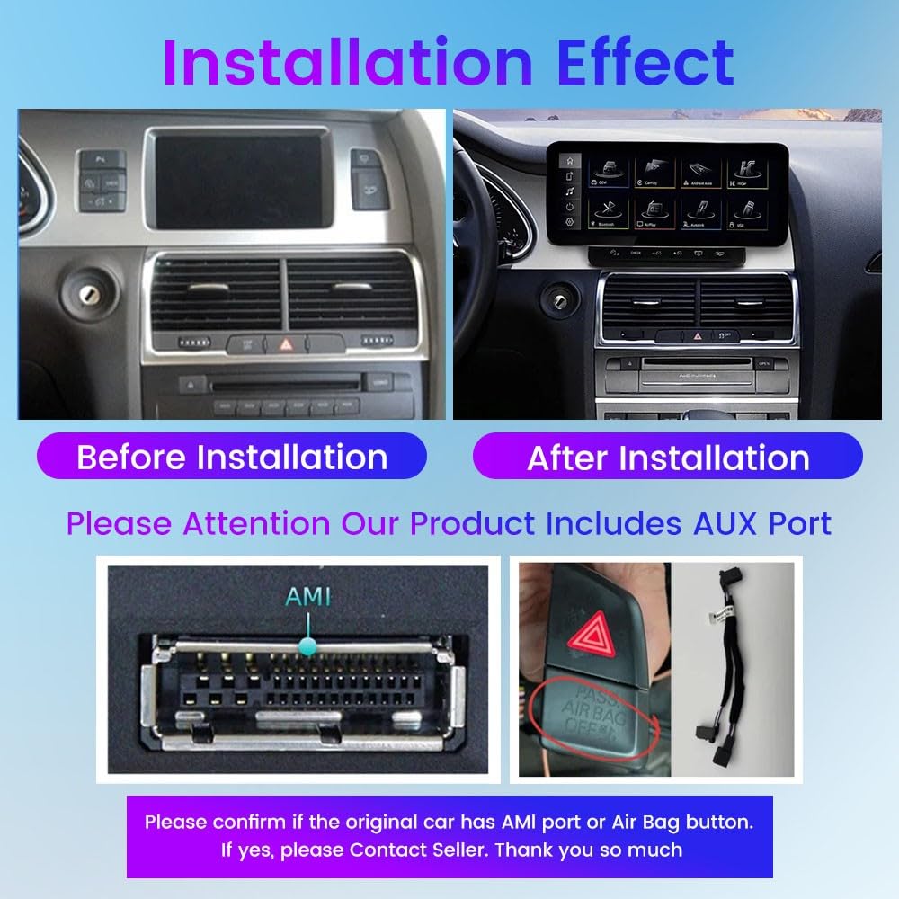 for Audi Q7 2006-2009 10.25" Octa Core 8G+128G Car CarPlay Android Auto Navigation Android Stereo GPS Radio Display IPS Touchscreen Headunit Tablet Media Player