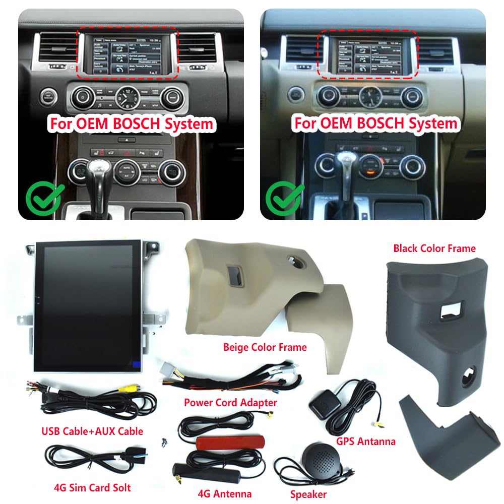 Android 13 Qualcomm Snapdragon 665 Car Radio for Land Rover Range Rover Sport L320 2009-2013 Multimedia Player GPS Navigation Wireless Carplay Touch Screen Stereo Replacement (for Bosch Host)