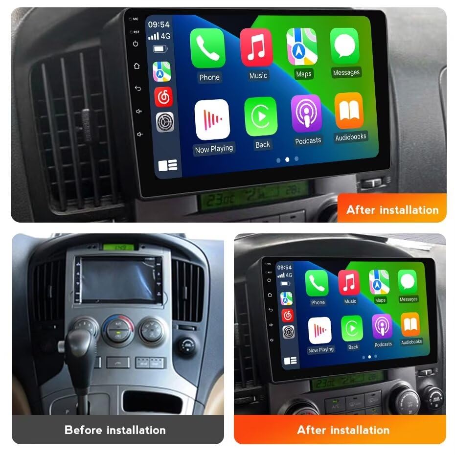 4+32GB 8 Core 9" IPS Touch Screen Android Car Radio for Hyundai H1 Grand Starex 2007-2015 Android 13 Upgrade Radio Stereo Dash Kit Built-in Car-Play Android Auto GPS Navi