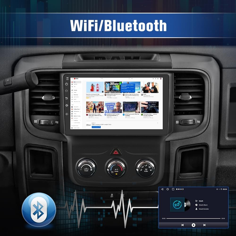 Junsun Car Stereo for Dodge RAM 1500 2500 3500 2013 2014 2015 2016 2017 2018 Qualcomm with Wireless CarPlay Android Auto Bluetooth GPS WiFi Backup Camera[4G+64G]