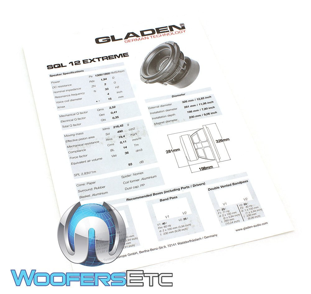 Gladen Sql Extreme 12 30 Cm Subwoofer
