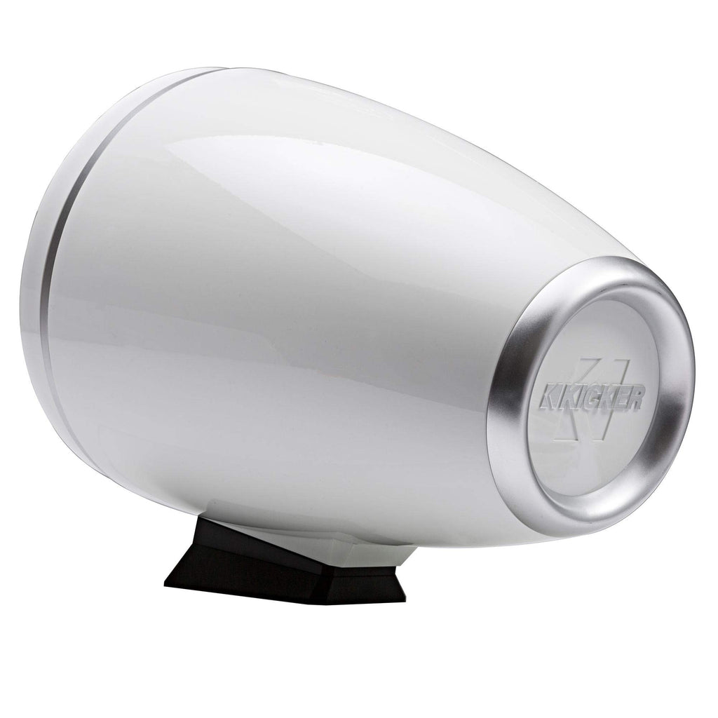KICKER KMFC8W 8" Flat Mount Loaded Marine Wake Towers with 46KM84L Speakers - White Grills and Enclosures