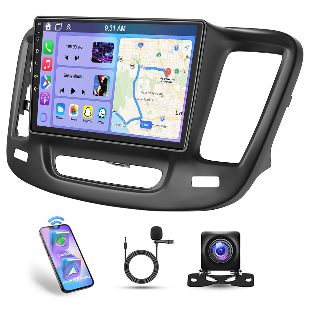 Double Din Car Stereo for Chrysler 200 200C 200S 2015-2019 w/Wireless Carplay & Android Auto, 9 Inch Touchscreen 2G+32G Android 14 Car Radio Receiver Head Unit GPS Bluetooth WiFi AHD Backup Camera