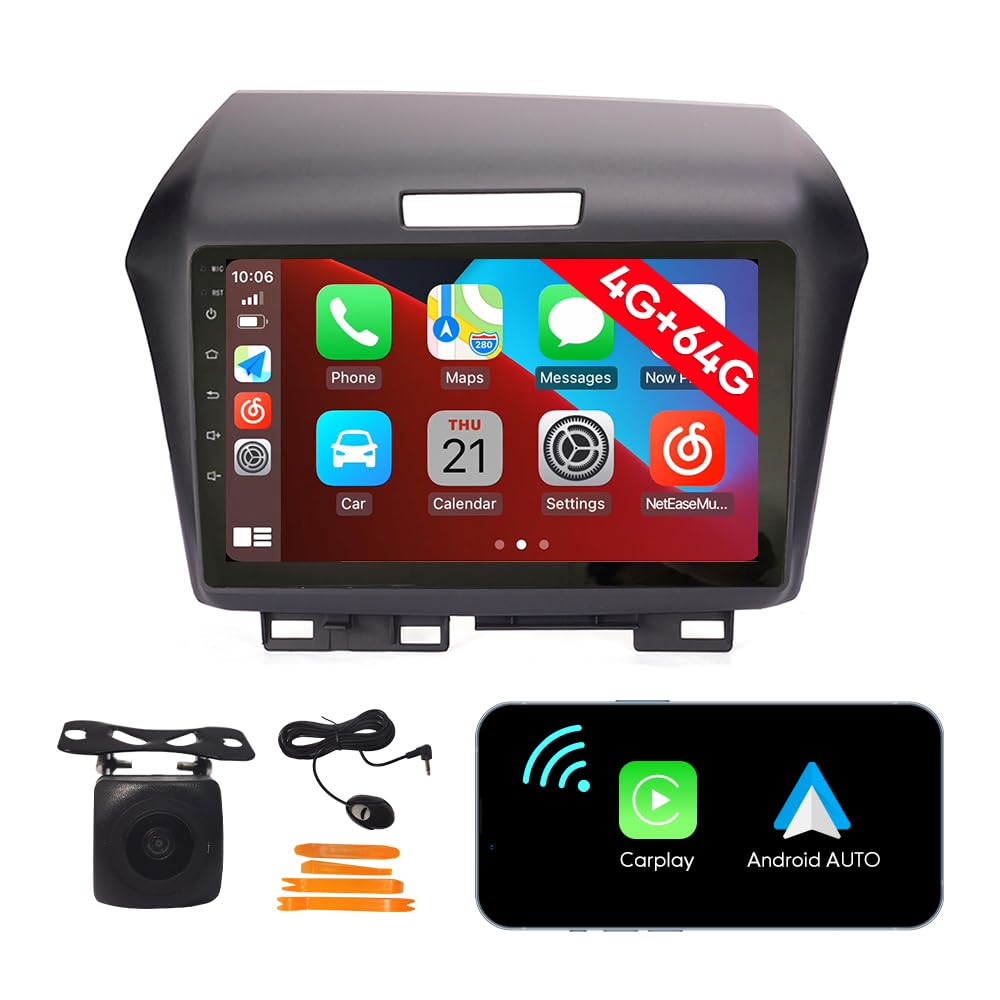 [4G 64G] Android Car Stereo FM Radio Carplay Android Auto 9" Touchscreen Headunit Media Player with Backup Camera for Honda Jade 2013 2014 2015 2016 2017
