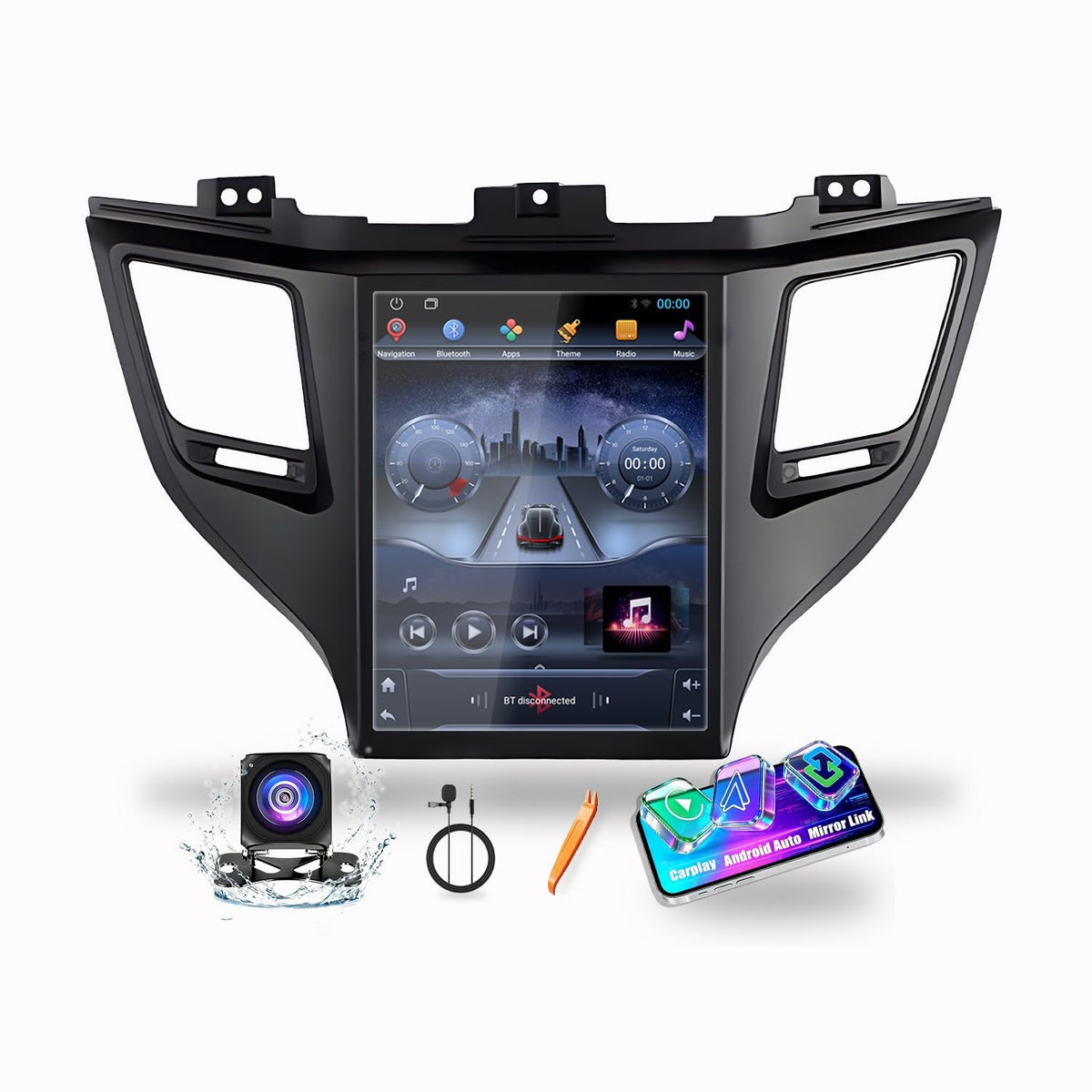 Tesla Style Car CarPlay Android Auto Navigation Stereo GPS Radio 9.7" IPS Touchscreen Headunit Tablet Pad Media Player for Hyundai Tucson 2015-2018 LHD（Basic）, if Applicable Octa Core 4G+64G Silver