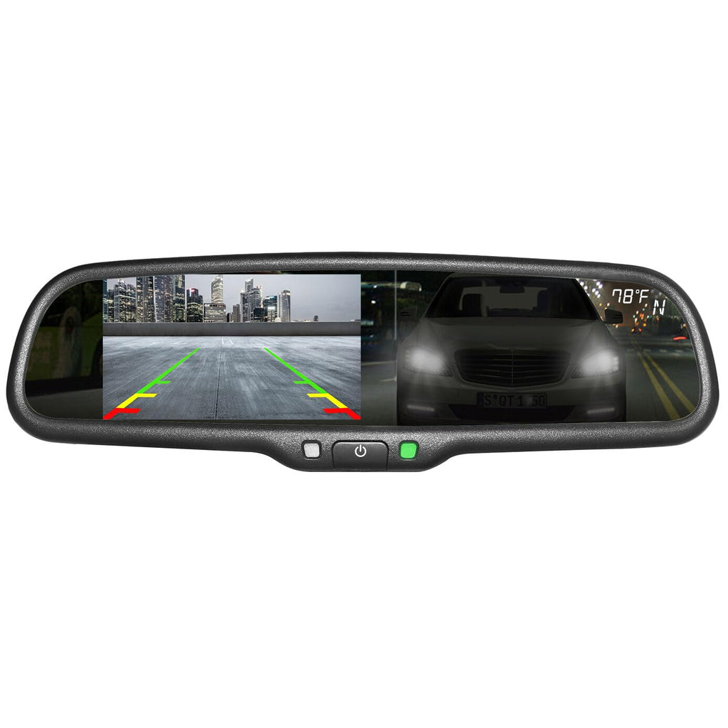 Master Tailgaters 10.5" OEM Rear View Mirror with 4.3" LCD Screen + OnStar Buttons for Existing Wiring | Rearview Universal Fit | Auto Adjusting Brightness LCD | Anti Glare | Full Mirror Replacement
