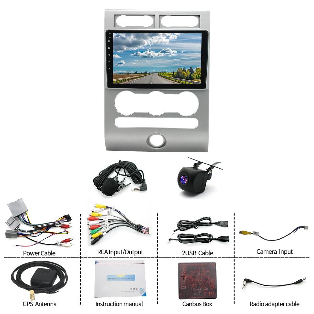 Android 13.0 Double Din Car Stereo for Ford Expedition 2007-2014 9 Inch HD Touch Screen Car Audio Multimedia Receiver with Carplay Android Auto GPS Radio Navigation Bluetooth Camera(2G+32G)