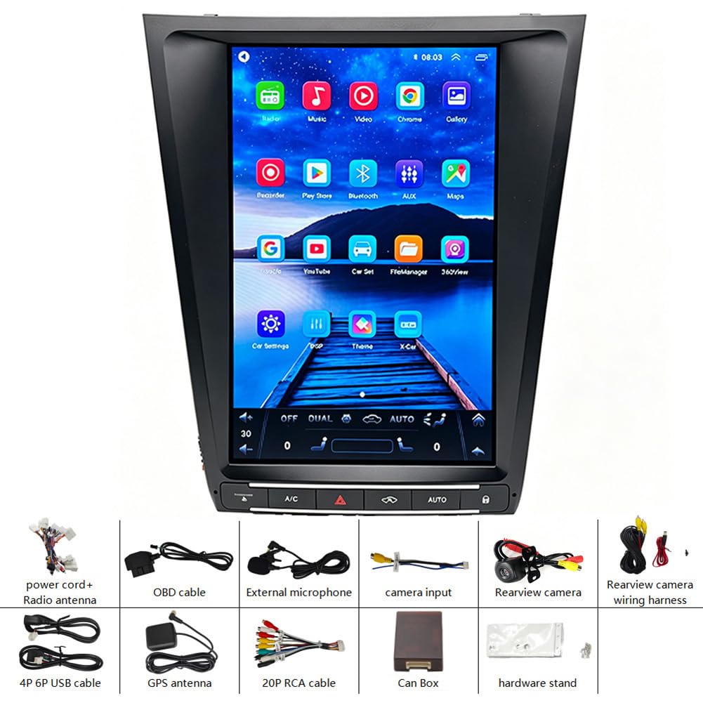 12.8 Inch Android 15 Car Stereo for Lexus GS 2004-2011 Base Trim