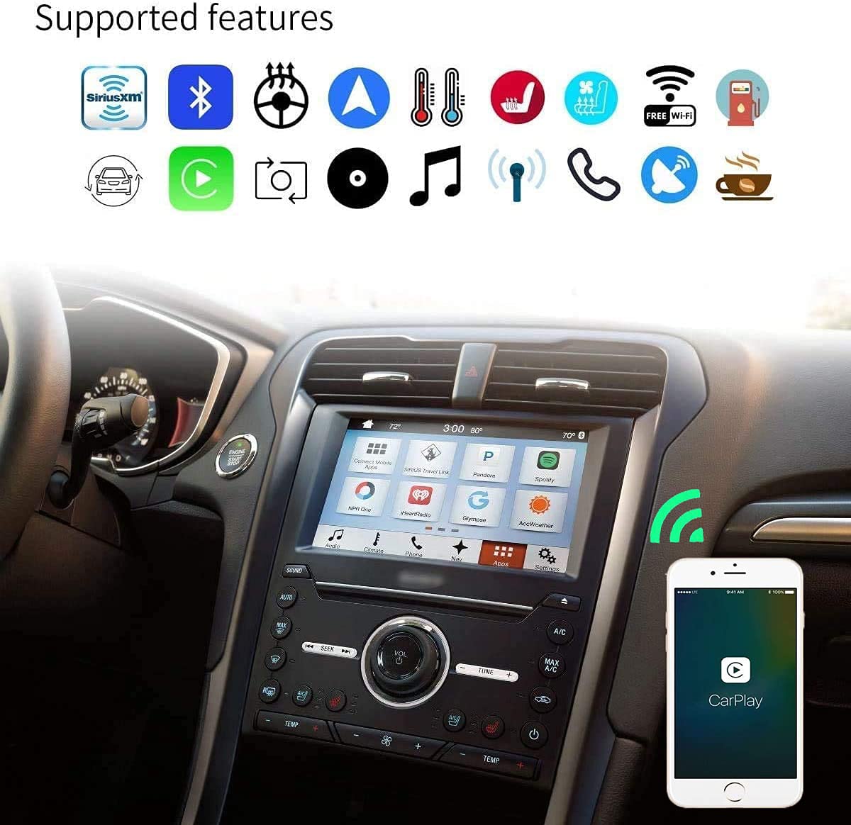 SYNC 2 to SYNC 3 Upgrade Kits for Ford Expedition, Wireless Carplay SYNC 3.4 Interface Module 8-Inch Capacitive Touch Screen APIM Module, GPS Navigation
