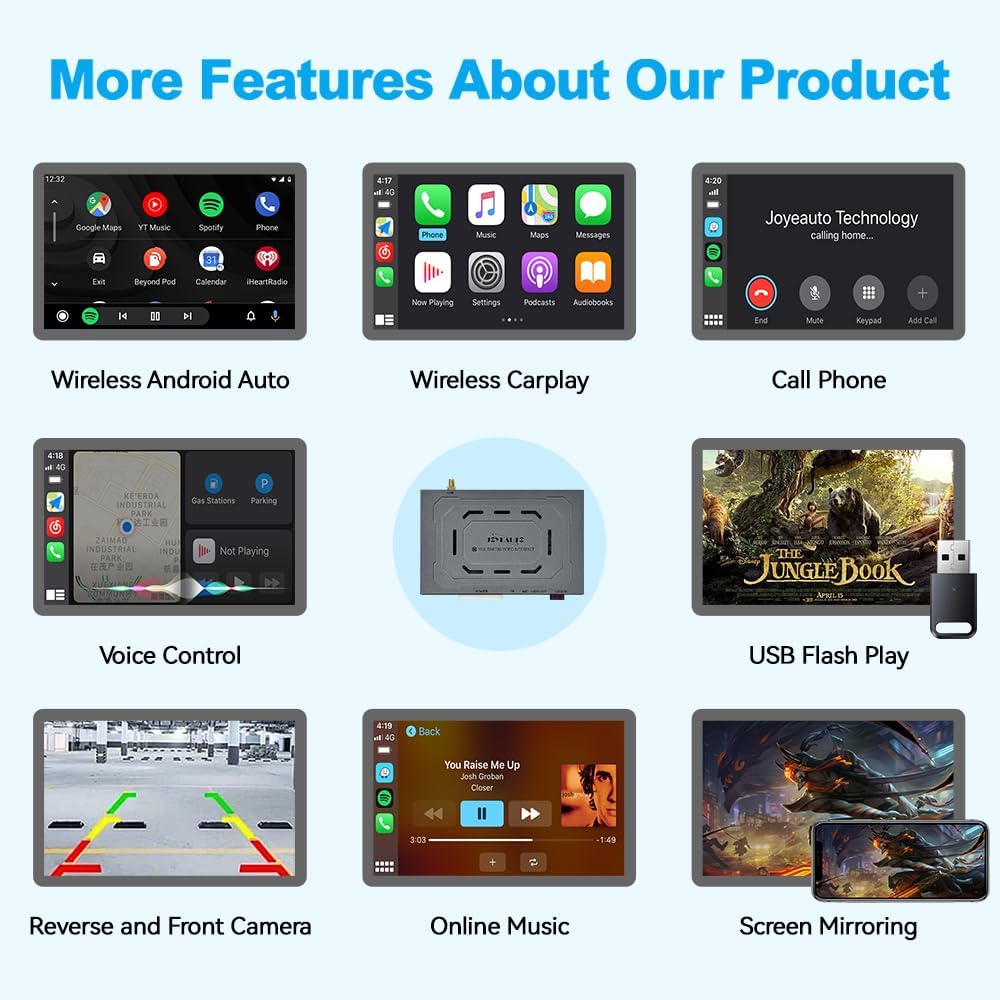 Wireless Carplay Retrofit Kit Decoder for Land Rover 2008-2012(Depend on Main menu), Original Screen Update, Support Android auto, Maps, Mirroring, Rear Camera, USB Drive