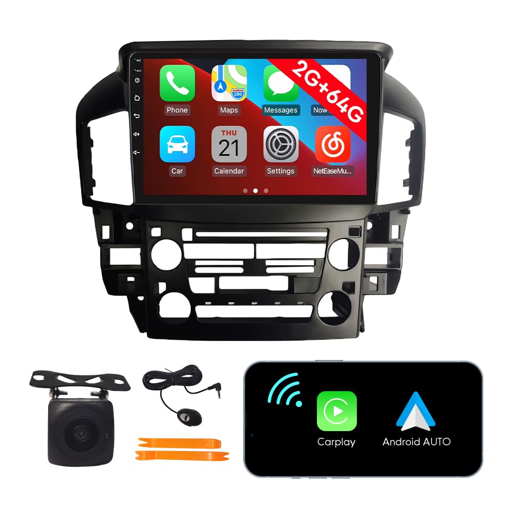 [2G 64G] Android Car Stereo FM Radio Carplay Android Auto 9" Touchscreen Headunit Media Player with Backup Camera for Toyota Harrier 1997 1998 1999 2000 2001 2002 2003 2004 2005 2006-2021