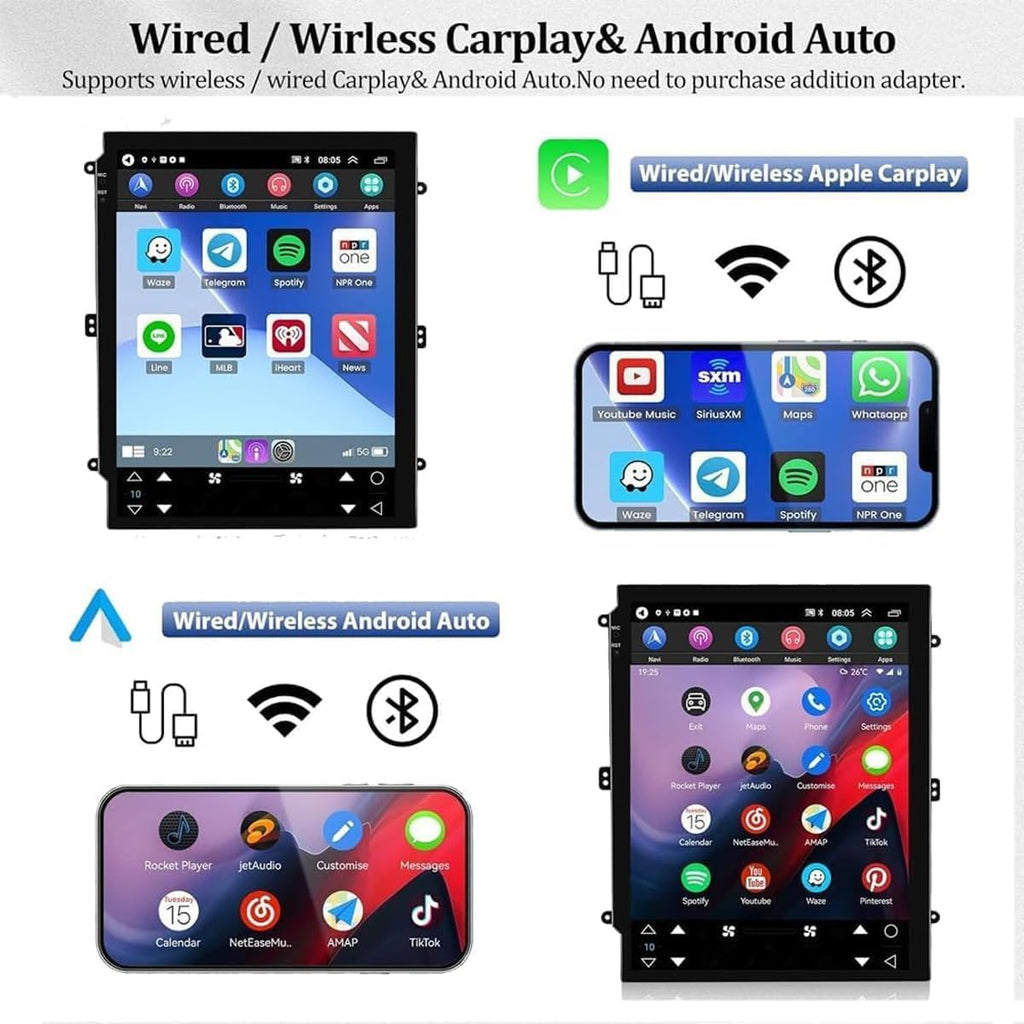 Android 15 Car Stereo Radio for Hyundai Sonata 2011-2015 9.7inch Touchscreen with Wireless Carplay Android Auto GPS Navigation, WiFi, Bluetooth, FM/RDS Radio, HiFi, SWC+Rear Camera (2+32G)