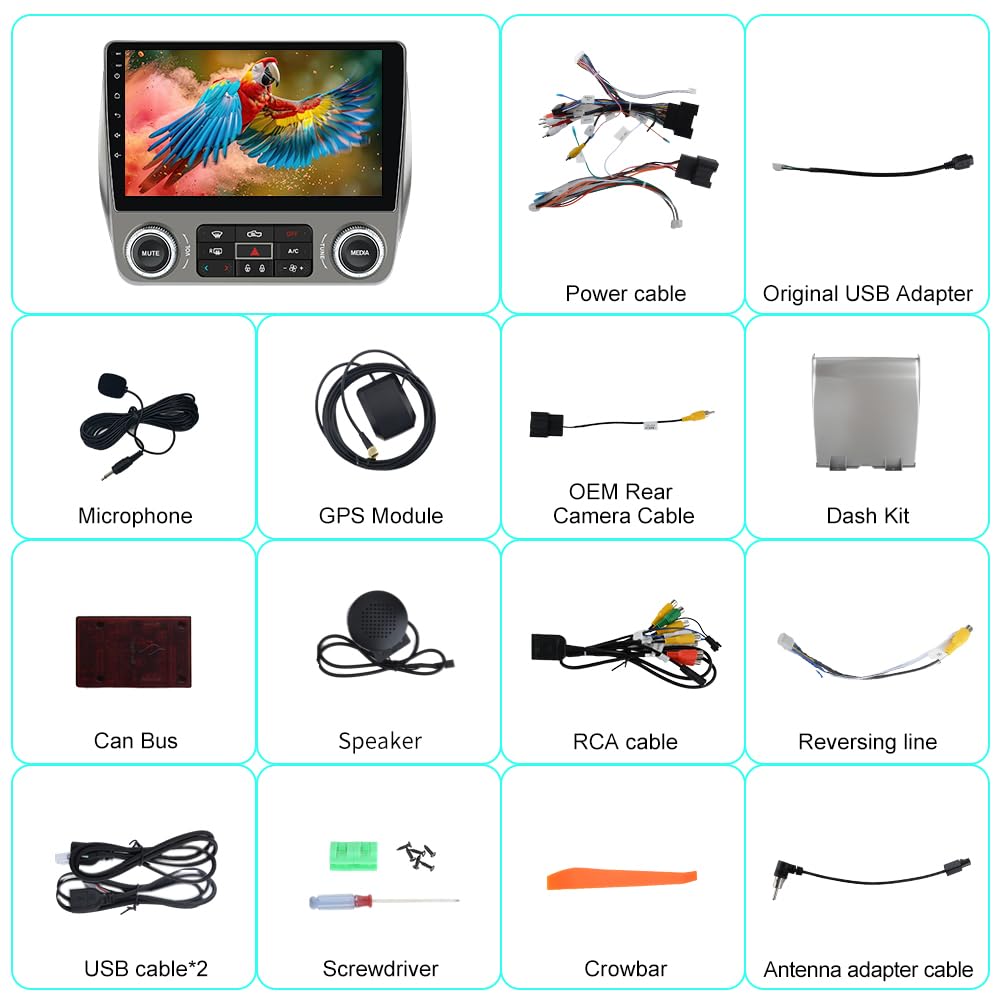 Car Radio for Chevrolet Camaro 2010-2015 Android 15 with 9 inch Touchscreen 2GB+64GB Carplay, Android Auto, Online Navigation, SWC, WiFi, Bluetooth, FM/AM/Radio,DSP
